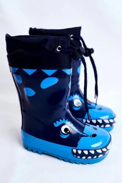 Online Boto Dziecięce Ocieplane Kalosze Ze Smokiem Granatowe Mordeso