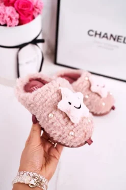 Best Dziecięce Ocieplane Klapki Papcie Różowe Little Star Dzieci Dziewczęce