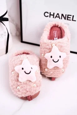 Best Dziecięce Ocieplane Klapki Papcie Różowe Little Star Dzieci Dziewczęce