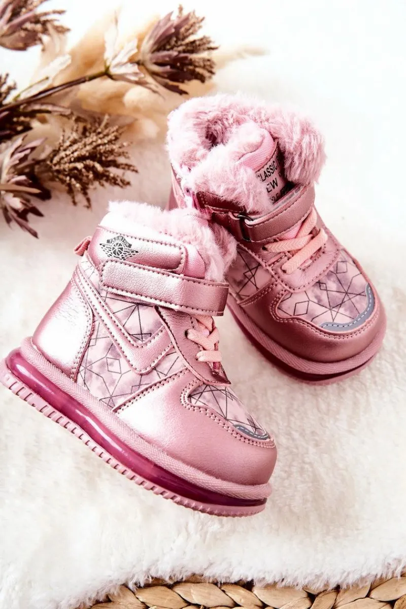 Dziewczęce|Dziewczęce>Boto Dziecięce Ocieplane Śniegowce Botki Różowe Shirinell