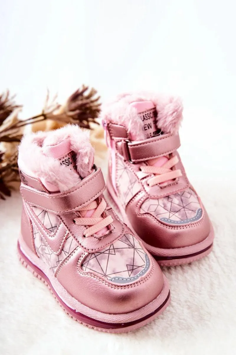 Dziewczęce|Dziewczęce>Boto Dziecięce Ocieplane Śniegowce Botki Różowe Shirinell