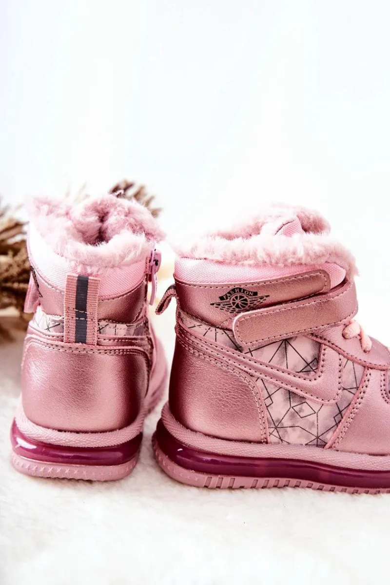 Dziewczęce|Dziewczęce>Boto Dziecięce Ocieplane Śniegowce Botki Różowe Shirinell