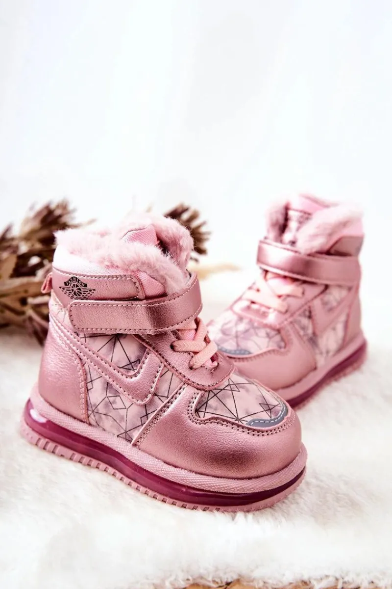 Dziewczęce|Dziewczęce>Boto Dziecięce Ocieplane Śniegowce Botki Różowe Shirinell