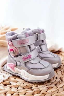 Dziewczęce|Dziewczęce>Boto Dziecięce Ocieplane Śniegowce Botki Srebrne Nemi