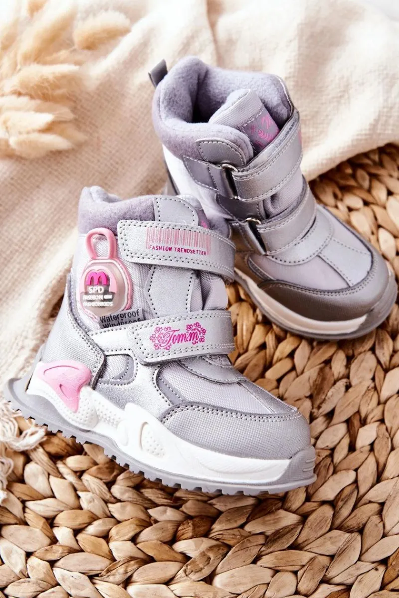 Dziewczęce|Dziewczęce>Boto Dziecięce Ocieplane Śniegowce Botki Srebrne Nemi