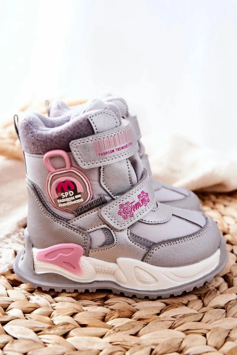 Dziewczęce|Dziewczęce>Boto Dziecięce Ocieplane Śniegowce Botki Srebrne Nemi