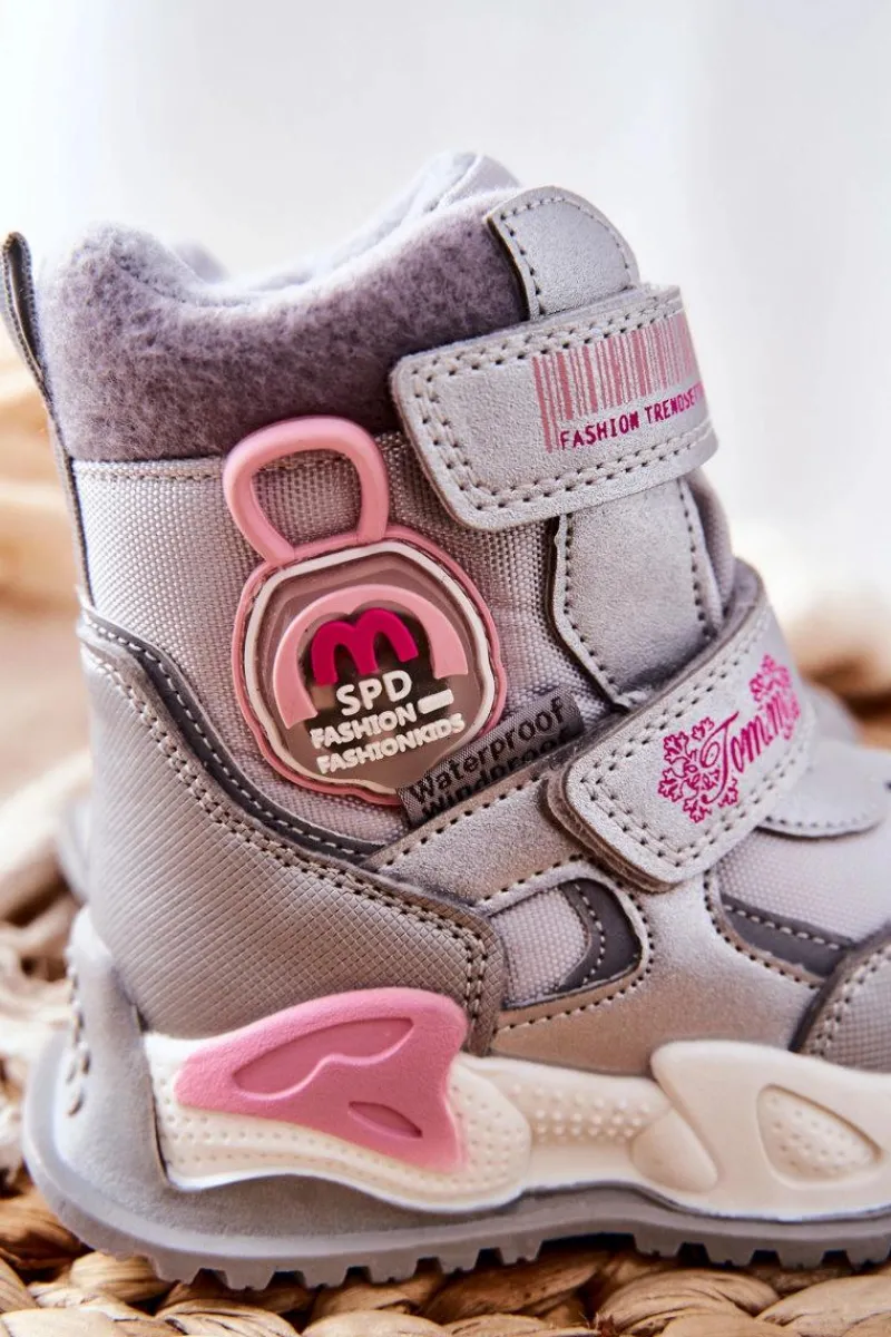 Dziewczęce|Dziewczęce>Boto Dziecięce Ocieplane Śniegowce Botki Srebrne Nemi