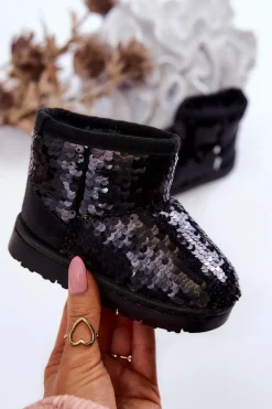 Dziewczęce|Dziewczęce>Boto Dziecięce Ocieplane Śniegowce Z Cekinami Czarne Shard