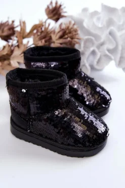 Dziewczęce|Dziewczęce>Boto Dziecięce Ocieplane Śniegowce Z Cekinami Czarne Shard