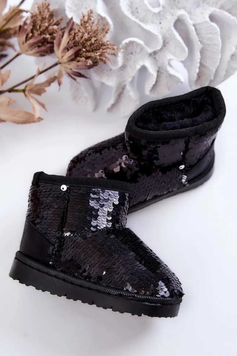 Dziewczęce|Dziewczęce>Boto Dziecięce Ocieplane Śniegowce Z Cekinami Czarne Shard