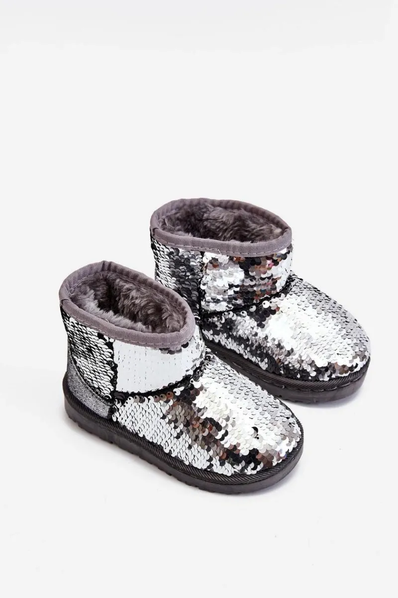 Hot Dziecięce Ocieplane Śniegowce Z Cekinami Srebrne Shard Dzieci Dziewczęce