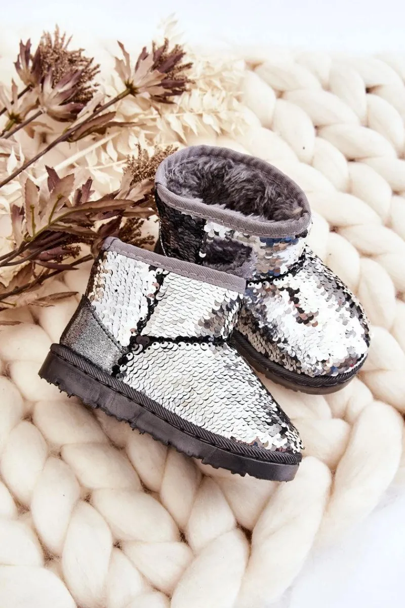 Hot Dziecięce Ocieplane Śniegowce Z Cekinami Srebrne Shard Dzieci Dziewczęce