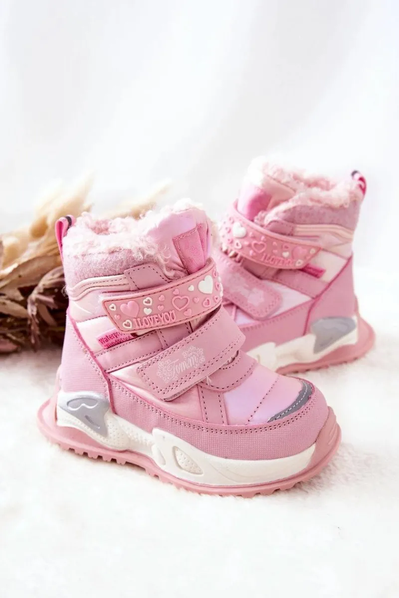 Sale Dziecięce Ocieplane Śniegowce Różowe Chilly Dzieci Dziewczęce|Dziewczęce