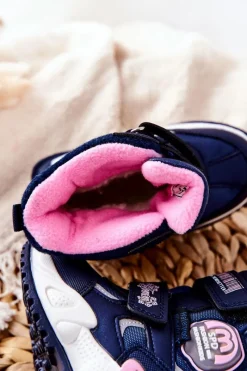 Outlet Boto Dziecięce Ocieplane Śniegowce Botki Granatowe Nemi