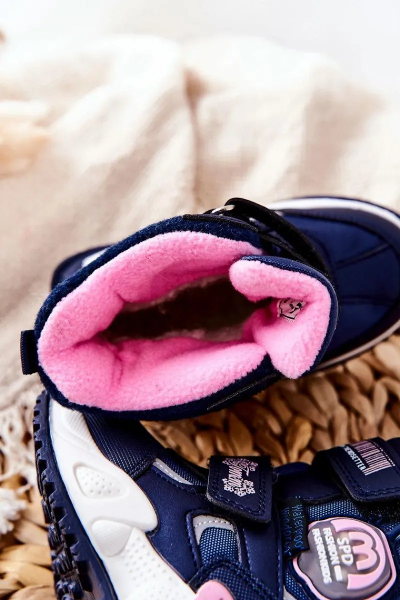 Outlet Boto Dziecięce Ocieplane Śniegowce Botki Granatowe Nemi