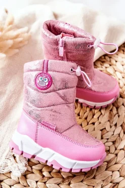 Dziewczęce>Boto Dziecięce Ocieplane Śniegowce Na Suwak Różowe Layoth