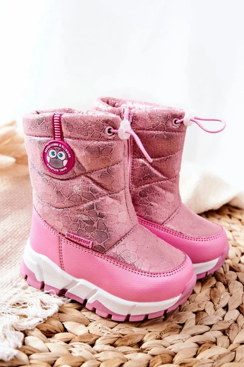 Dziewczęce>Boto Dziecięce Ocieplane Śniegowce Na Suwak Różowe Layoth