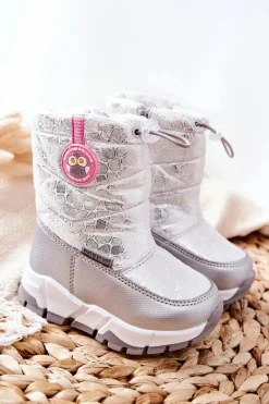 Online Dziecięce Ocieplane Śniegowce Na Suwak Srebrno-Białe Laoth Dzieci Dziewczęce