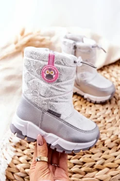 Online Dziecięce Ocieplane Śniegowce Na Suwak Srebrno-Białe Laoth Dzieci Dziewczęce