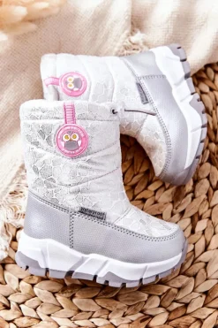 Online Dziecięce Ocieplane Śniegowce Na Suwak Srebrno-Białe Laoth Dzieci Dziewczęce