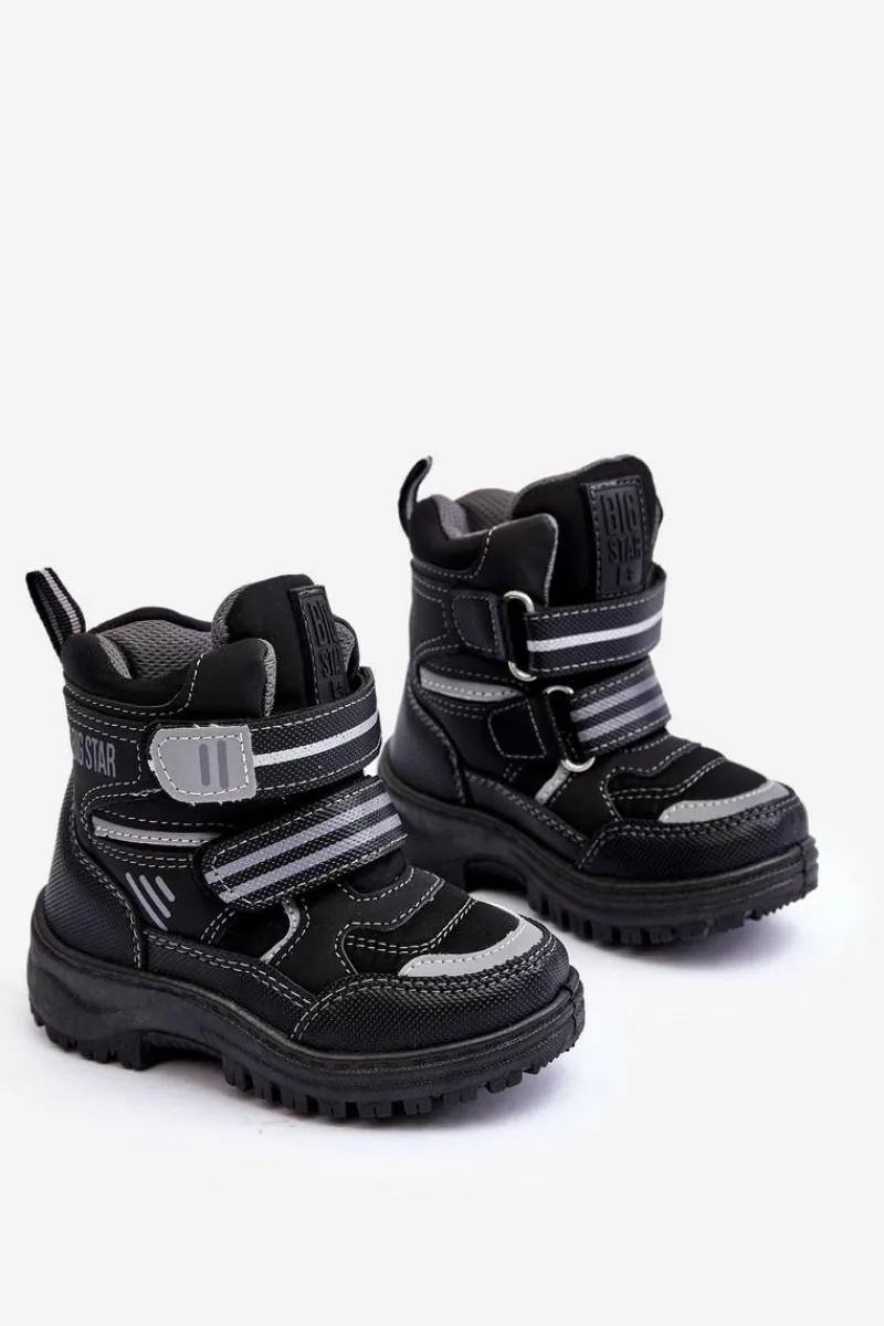 Chłopięce|Dziewczęce>Big Star Shoes Dziecięce Ocieplane Śniegowce Na Rzepy Czarne Big Star MM374129