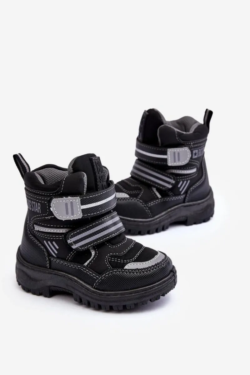 Chłopięce|Dziewczęce>Big Star Shoes Dziecięce Ocieplane Śniegowce Na Rzepy Czarne Big Star MM374129