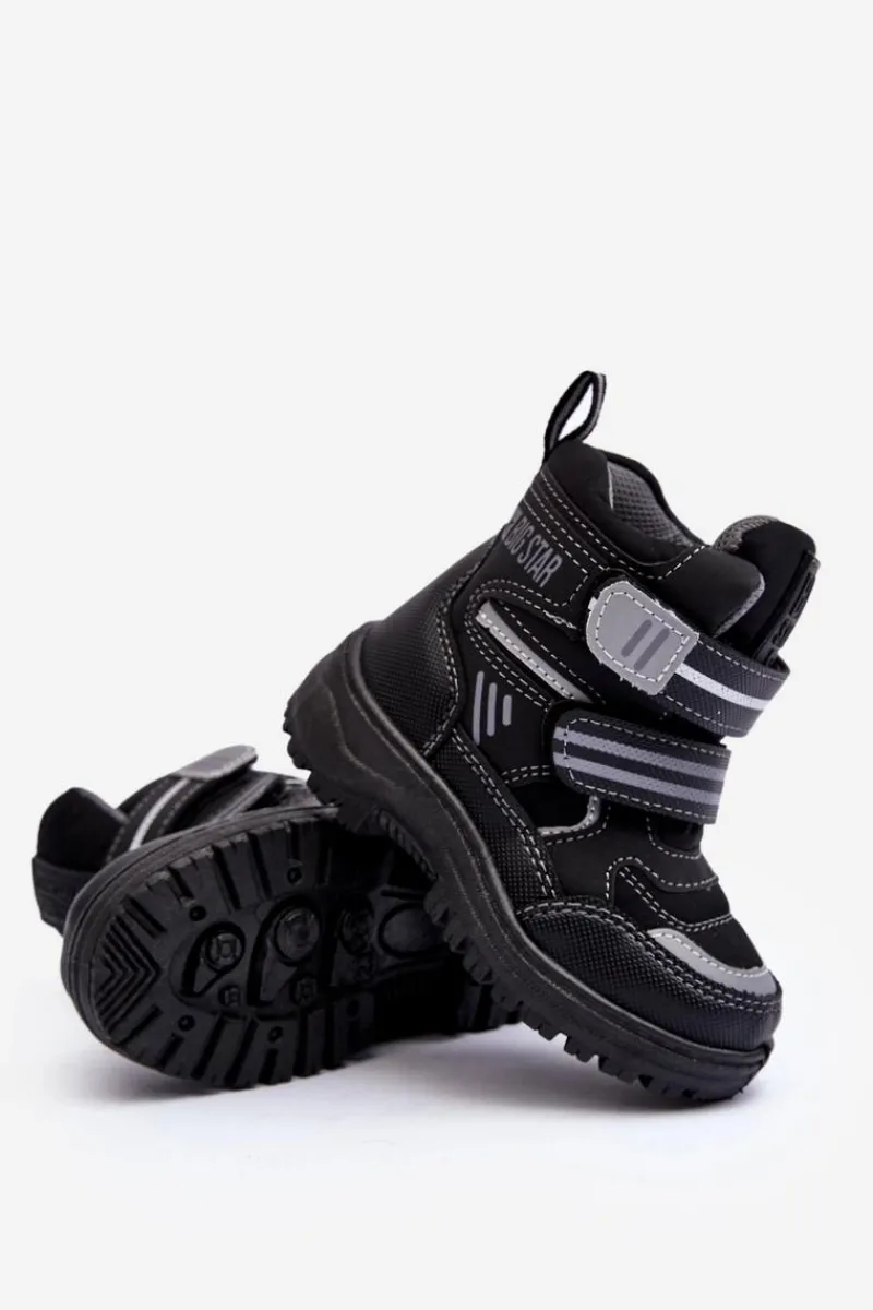 Chłopięce|Dziewczęce>Big Star Shoes Dziecięce Ocieplane Śniegowce Na Rzepy Czarne Big Star MM374129