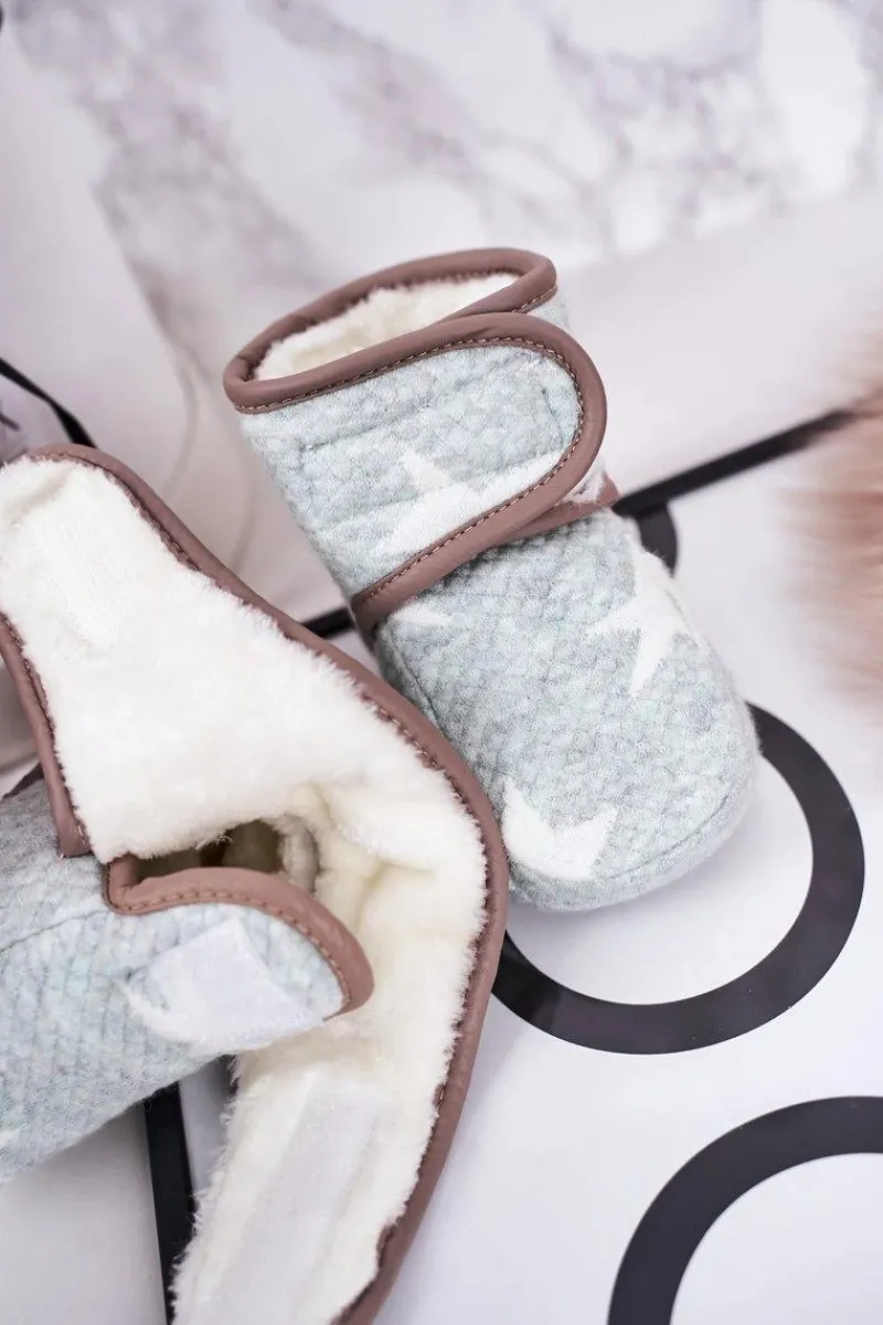 Boto Dziecięce Ocieplane Papcie W Gwiazdki Niebieskie Cupcake