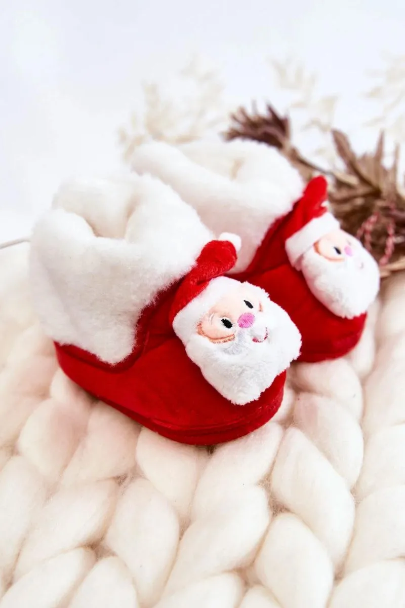 Chłopięce|Dziewczęce>Aura.via Dziecięce Ocieplane Papcie Mikołaj Czerwone