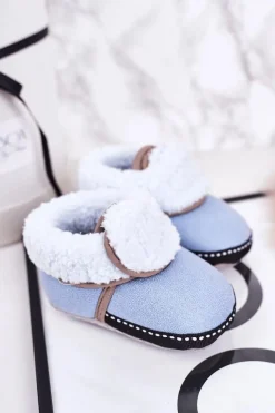 New Boto Dziecięce Ocieplane Papcie Z Kożuszkiem Niebieskie Cloudlet