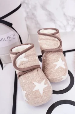 Clearance Dziecięce Ocieplane Papcie W Gwiazdki Beżowe Cupcake Dzieci Chłopięce|Dziewczęce