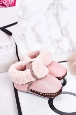 Chłopięce|Dziewczęce>Boto Dziecięce Ocieplane Papcie Z Kożuszkiem Różowe Cloudlet