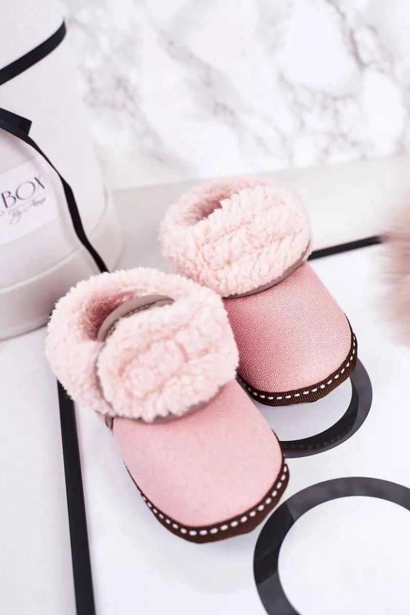 Chłopięce|Dziewczęce>Boto Dziecięce Ocieplane Papcie Z Kożuszkiem Różowe Cloudlet