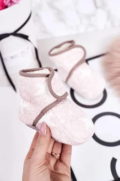 Chłopięce|Dziewczęce>Boto Dziecięce Ocieplane Papcie W Gwiazdki Różowe Cupcake