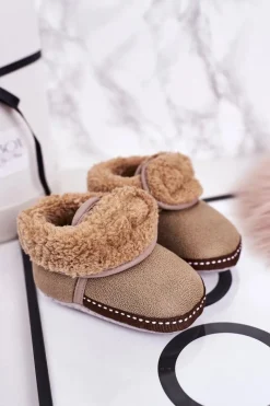 Clearance Dziecięce Ocieplane Papcie Z Kożuszkiem Beżowe Cloudlet Dzieci Chłopięce|Dziewczęce