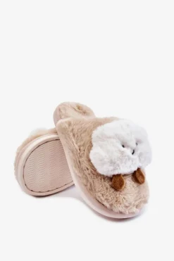 Hot Boto Dziecięce Ocieplane Papcie Z Futerkiem Beżowe Rubee