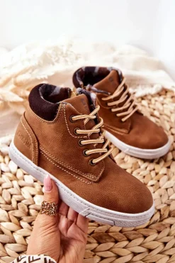 Discount Dziecięce Ocieplane Sportowe Buty Big Star BB374131BS Camel Dzieci Chłopięce|Dziewczęce