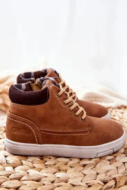 Discount Dziecięce Ocieplane Sportowe Buty Big Star BB374131BS Camel Dzieci Chłopięce|Dziewczęce