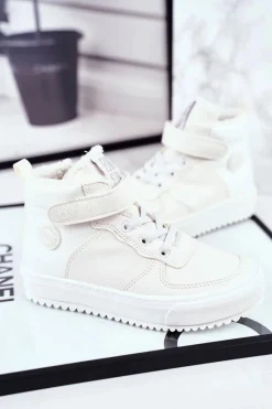 Outlet Dziecięce Ocieplane Sportowe Buty Big Star GG374041 Białe Dzieci Chłopięce|Dziewczęce