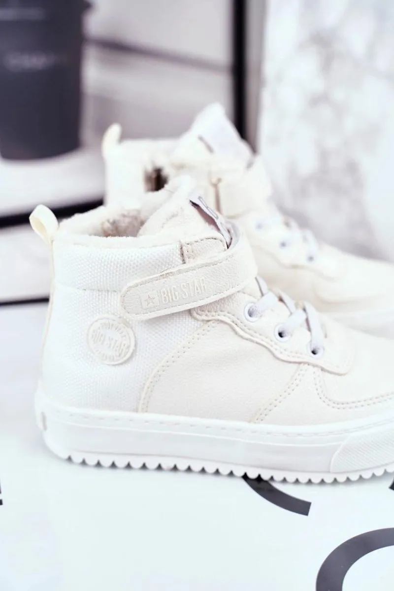 Outlet Dziecięce Ocieplane Sportowe Buty Big Star GG374041 Białe Dzieci Chłopięce|Dziewczęce