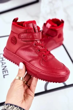 Best Dziecięce Ocieplane Sportowe Buty Big Star GG374042 Czerwone Dzieci Chłopięce|Dziewczęce