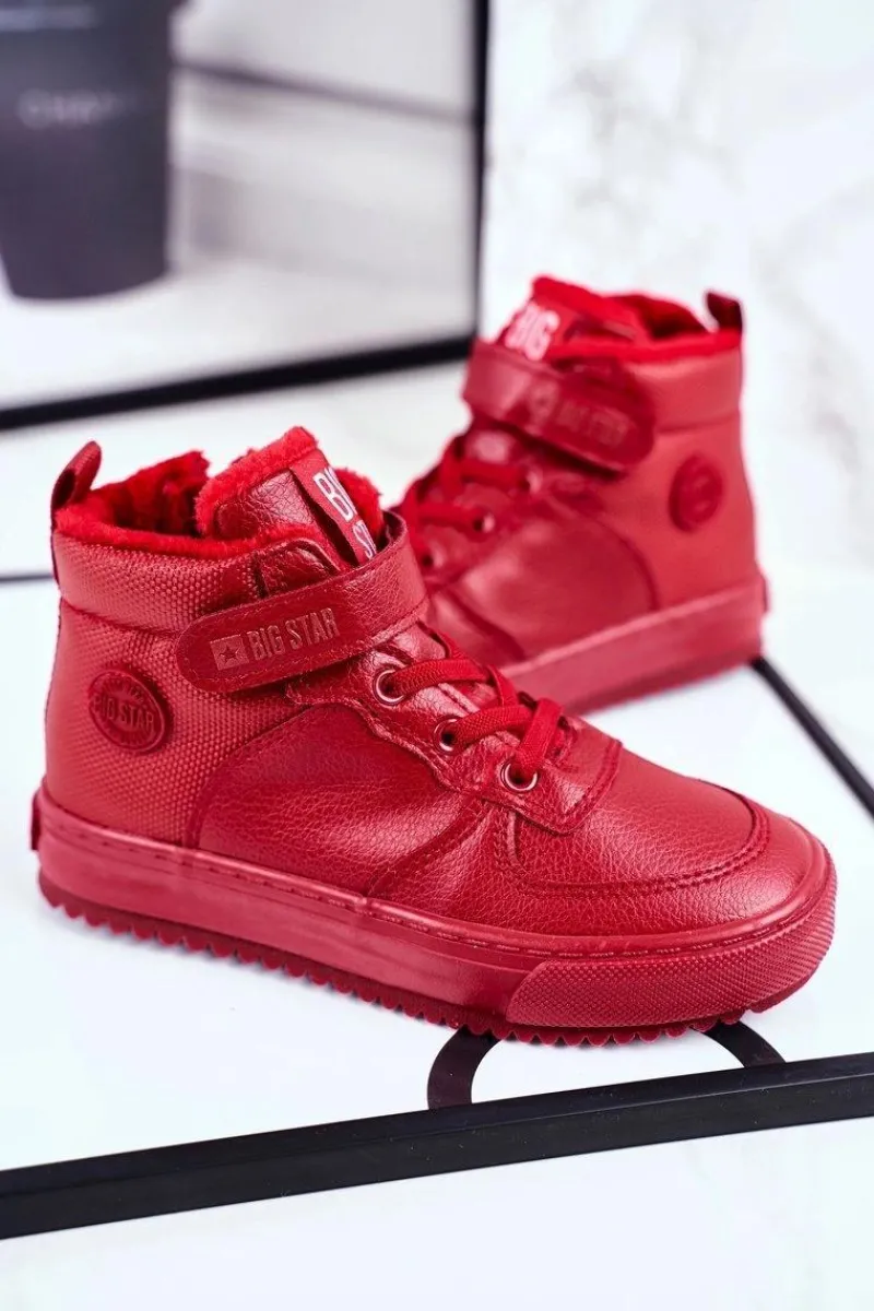 Best Dziecięce Ocieplane Sportowe Buty Big Star GG374042 Czerwone Dzieci Chłopięce|Dziewczęce