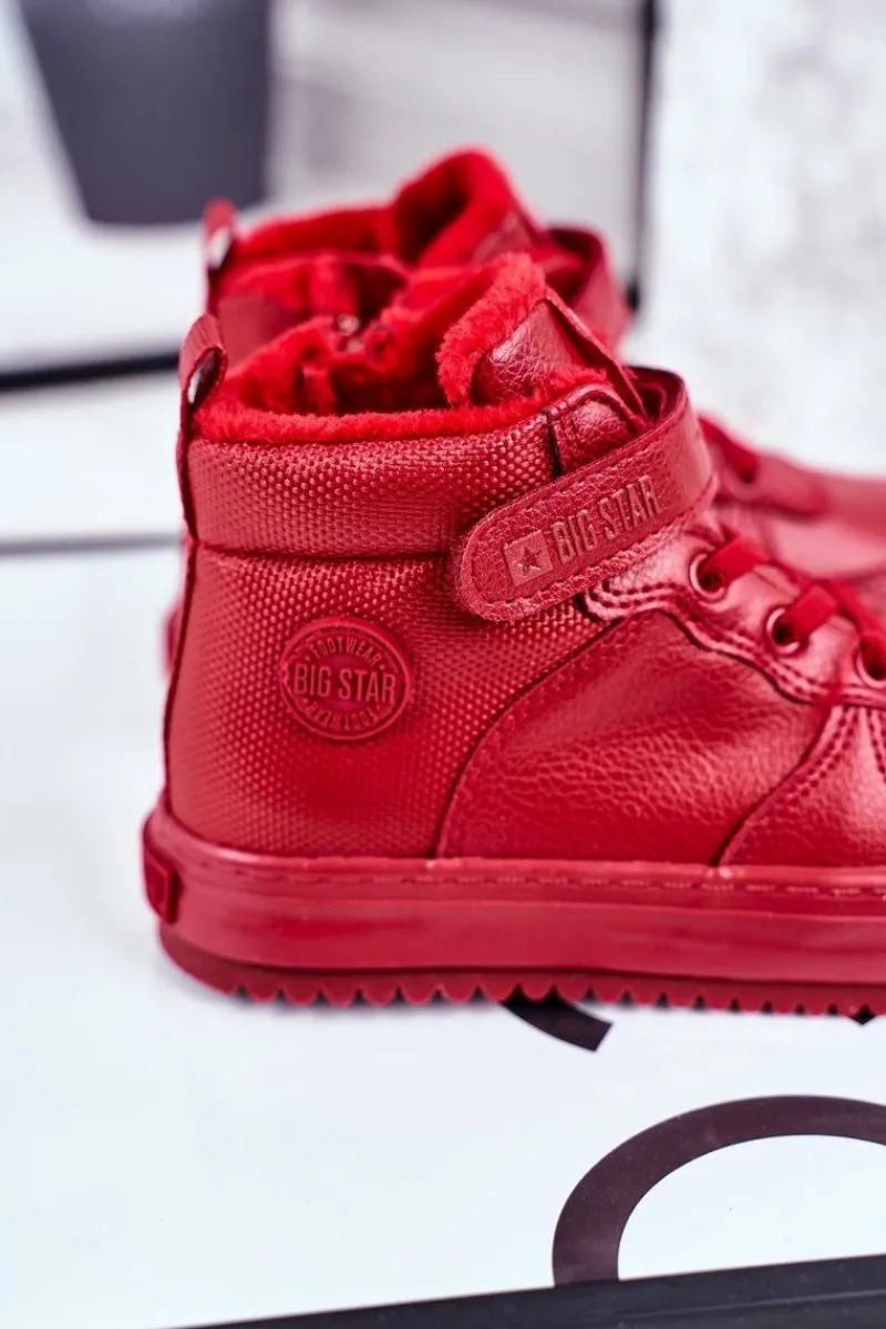 Best Dziecięce Ocieplane Sportowe Buty Big Star GG374042 Czerwone Dzieci Chłopięce|Dziewczęce