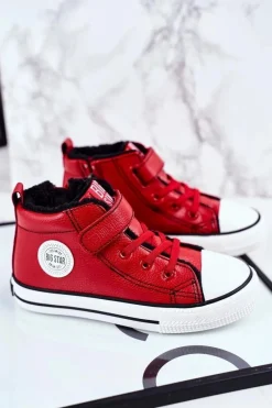 Discount Big Star Shoes Dziecięce Ocieplane Trampki Big Star GG374034 Czerwone