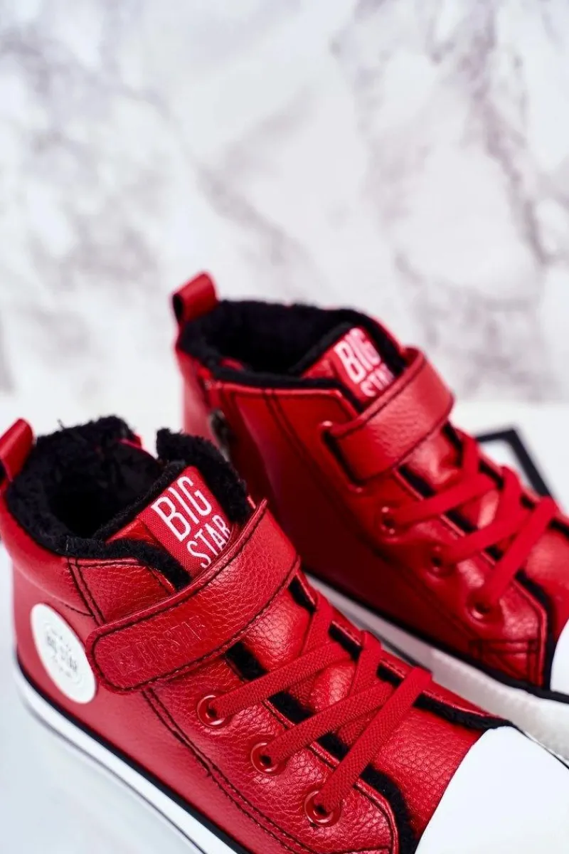 Discount Big Star Shoes Dziecięce Ocieplane Trampki Big Star GG374034 Czerwone