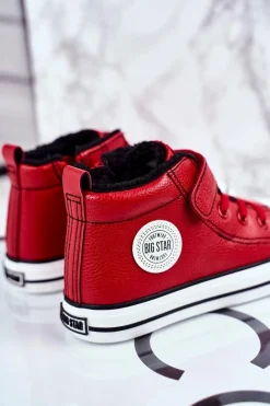 Discount Big Star Shoes Dziecięce Ocieplane Trampki Big Star GG374034 Czerwone