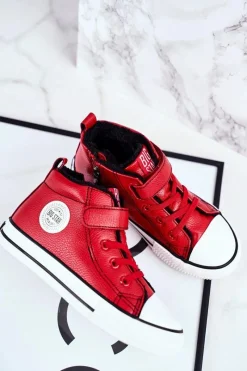 Discount Big Star Shoes Dziecięce Ocieplane Trampki Big Star GG374034 Czerwone