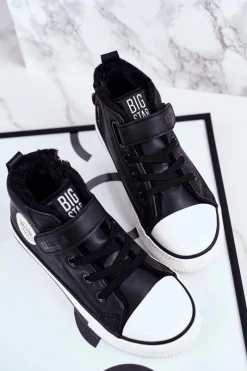 Hot Dziecięce Ocieplane Trampki Big Star GG374035 Czarne Dzieci Chłopięce|Dziewczęce