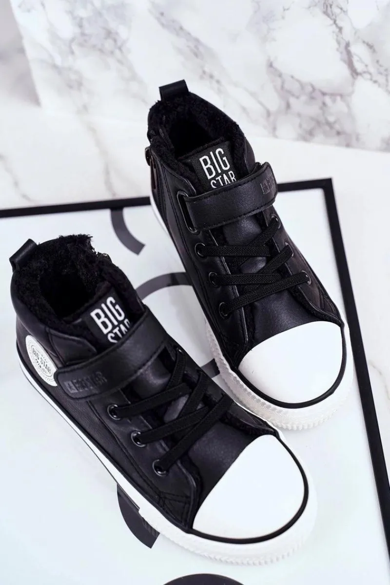Hot Dziecięce Ocieplane Trampki Big Star GG374035 Czarne Dzieci Chłopięce|Dziewczęce