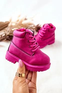 Chłopięce|Dziewczęce>Boto Dziecięce Ocieplane Trapery Botki Fuksja Dexter